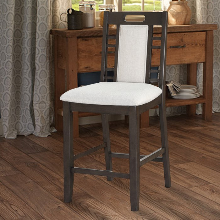 Wooden Armless High Chair, Brown & Ebony White, Set of 2