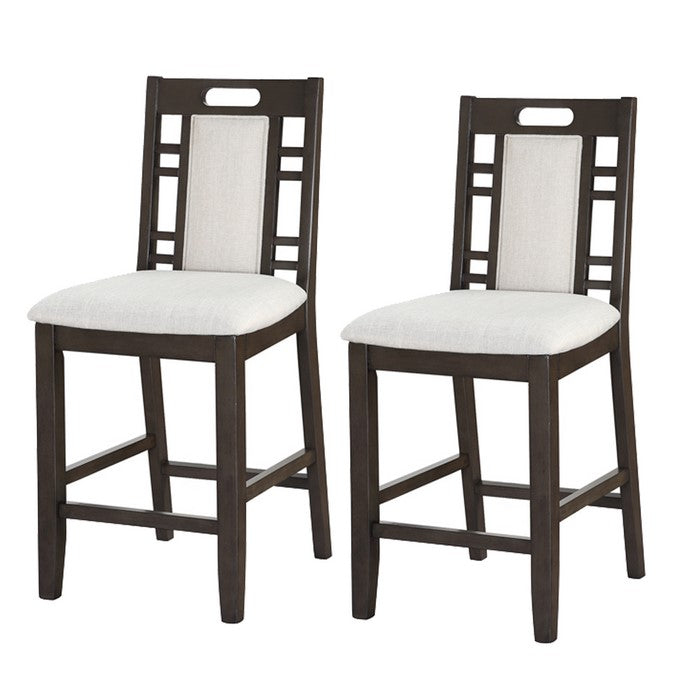 Wooden Armless High Chair, Brown & Ebony White, Set of 2
