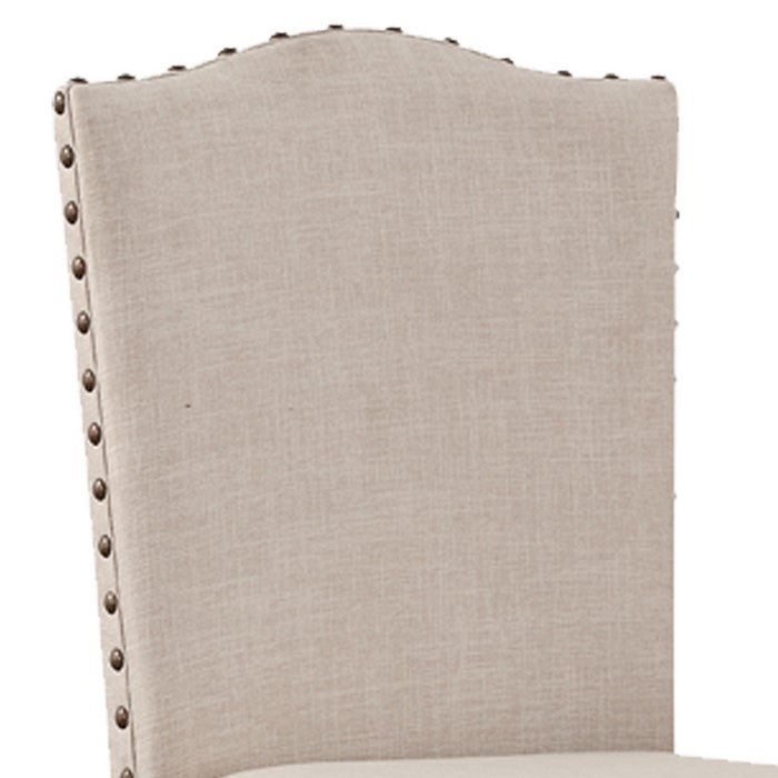 Rubber Wood High chair With Studded Trim, Cream & Cherry Brown, Set of 2