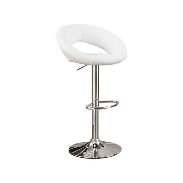 Metal Base Bar Stool With Faux Leather Seat White & Silver Set of 2