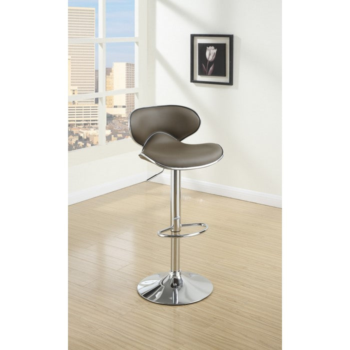 Bar Stool With Gas Lift Espresso Brown And Silver Set of 2