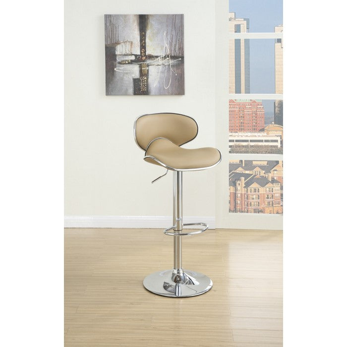 Bar Stool With Gas Lift Brown And Silver Set of 2