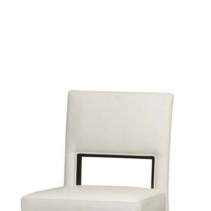 Wooden Counter Stool with Padded Seat and Backrest, Brown and White