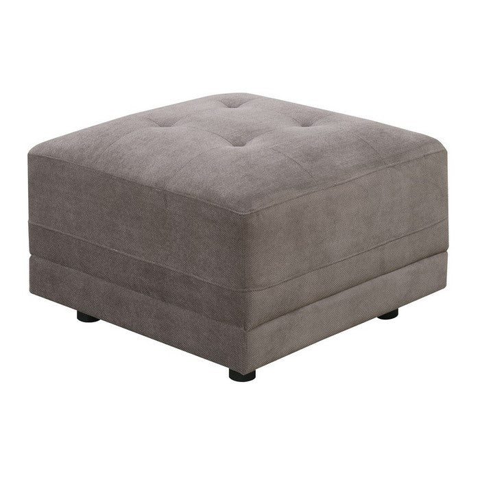 Square Ottoman In Waffle Suede Gray
