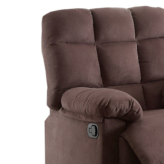 Recliner With Tufted Back And Roll Arms In Brown