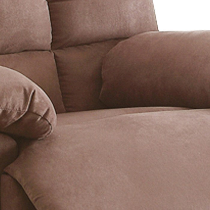 Recliner With Tufted Back And Roll Arms In Saddle Brown