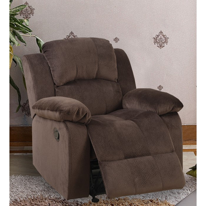 Rocker Recliner In Choco Brown Suede Fabric