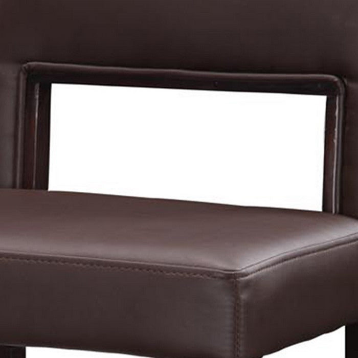 Wooden Bar Stool with Padded Seat and Open Backrest, Brown
