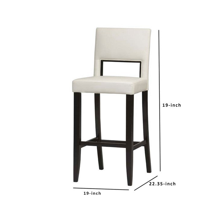 Wooden Bar Stool with Padded Seat and Backrest, Brown and White