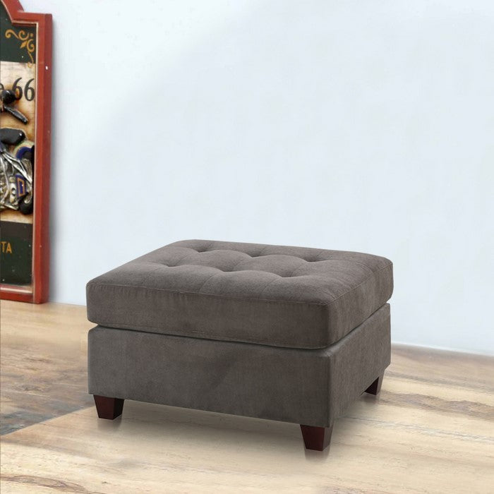 Cocktail Ottoman In Charcoal Gray Waffle Suede Fabric