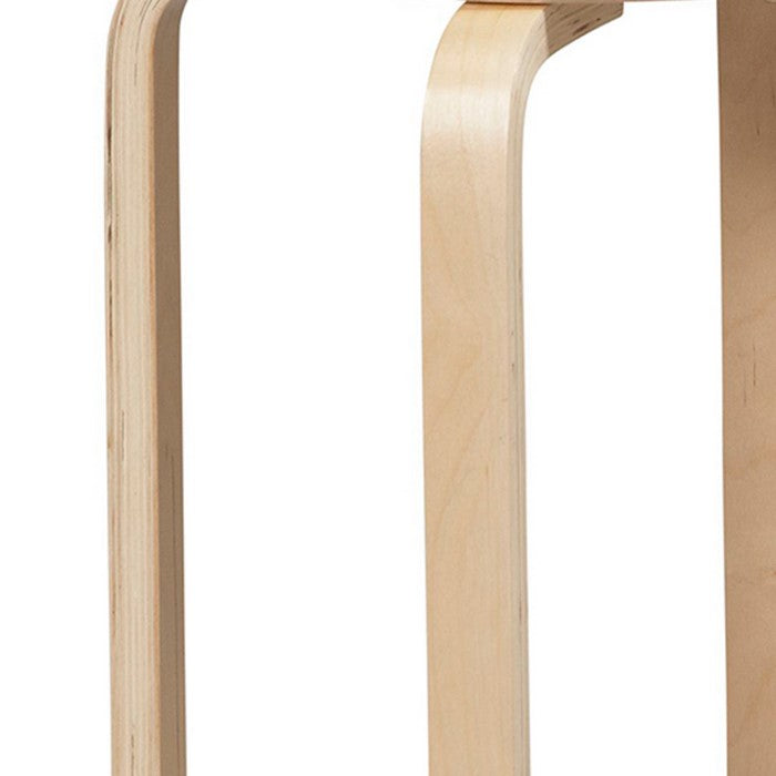 Round Wooden Stackable Stool with Straight Legs, Set of 4, Beige