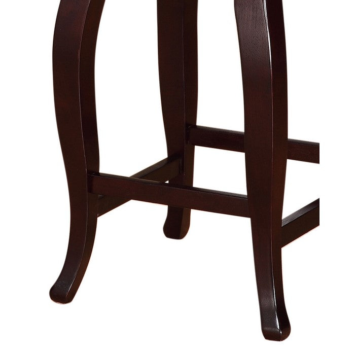 Wooden Counter Stool with Cushioned Seat and Nailhead Trim Edge, Brown