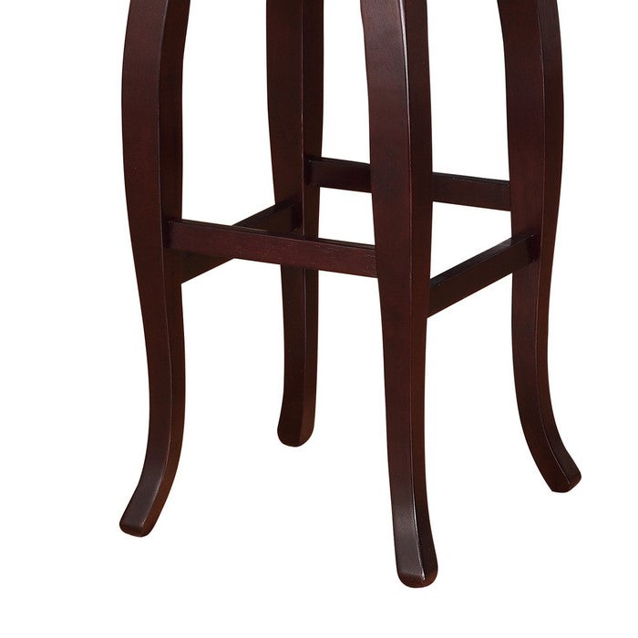 Square Shape Wooden Bar Stool with Nailhead Trim Accents, Brown
