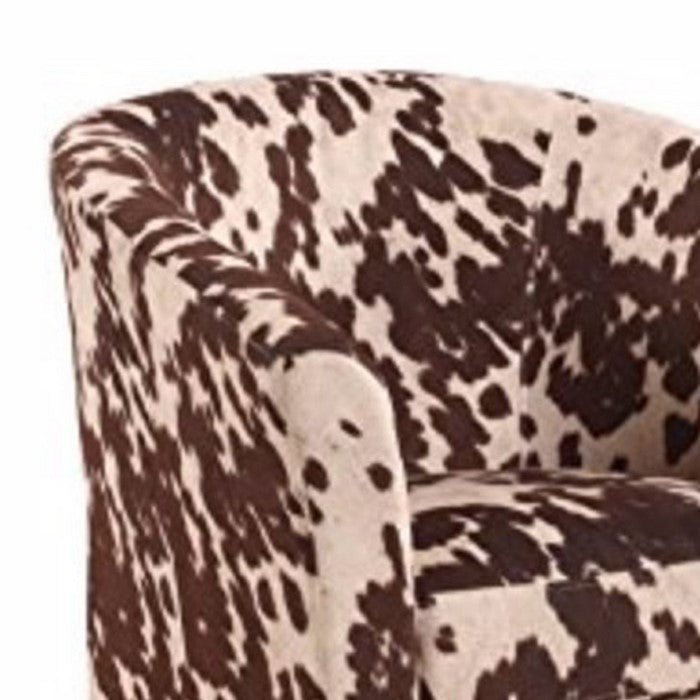 Wooden Club Chair with Faux Leather Upholstery, White and Brown