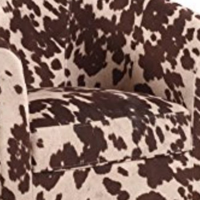Wooden Club Chair with Faux Leather Upholstery, White and Brown