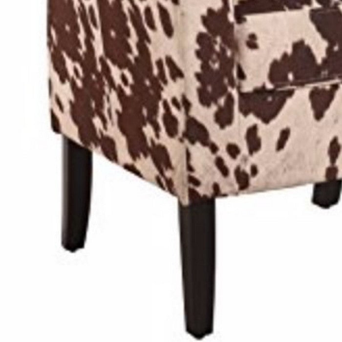 Wooden Club Chair with Faux Leather Upholstery, White and Brown