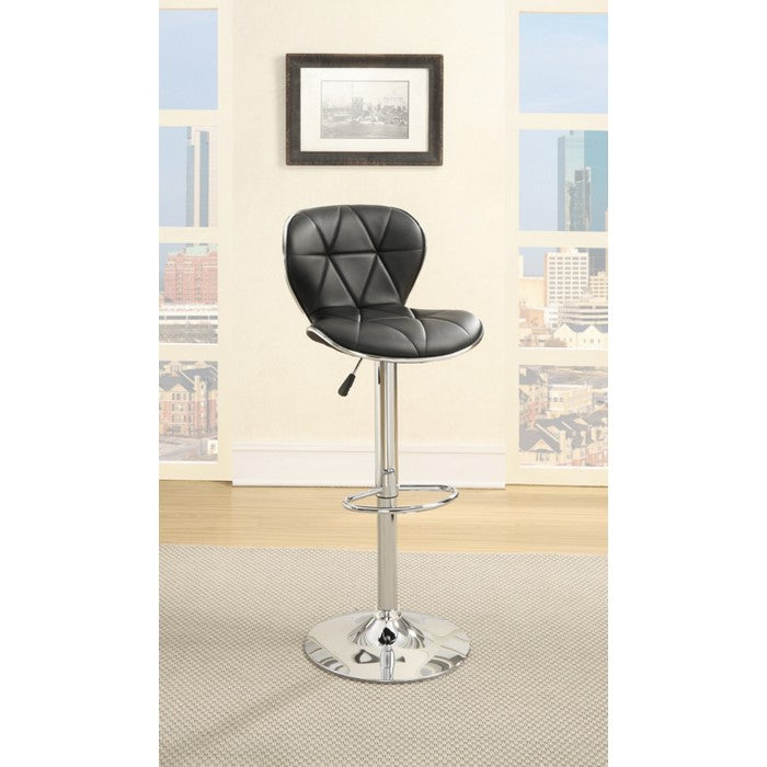 Leather Upholstered Bar Stool With Gas Lift Black Set of 2