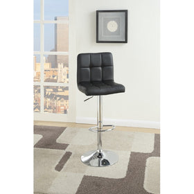 Armless Chair Style Bar Stool With Gas Lift Black And Silver Set of 2