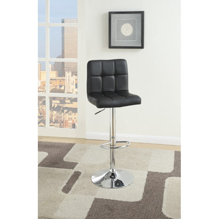 Armless Chair Style Bar Stool With Gas Lift Black And Silver Set of 2