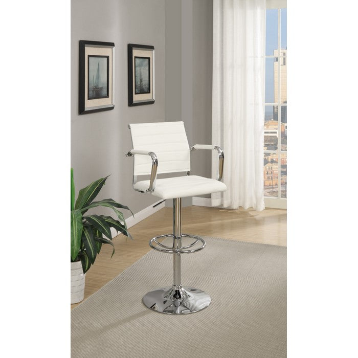Faux Leather Barstool With Gas Lift Chrome Base White Set of 2