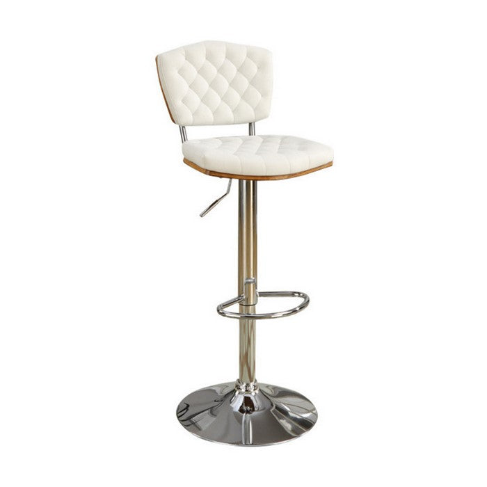 Barstool With Tufted Seat And Back White Set of 2