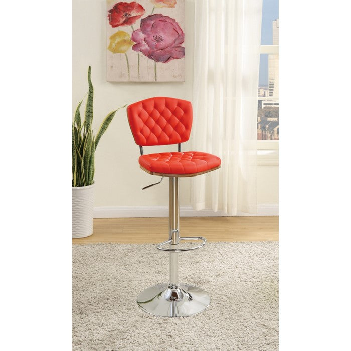 Barstool With Tufted Seat And Back Red Set of 2