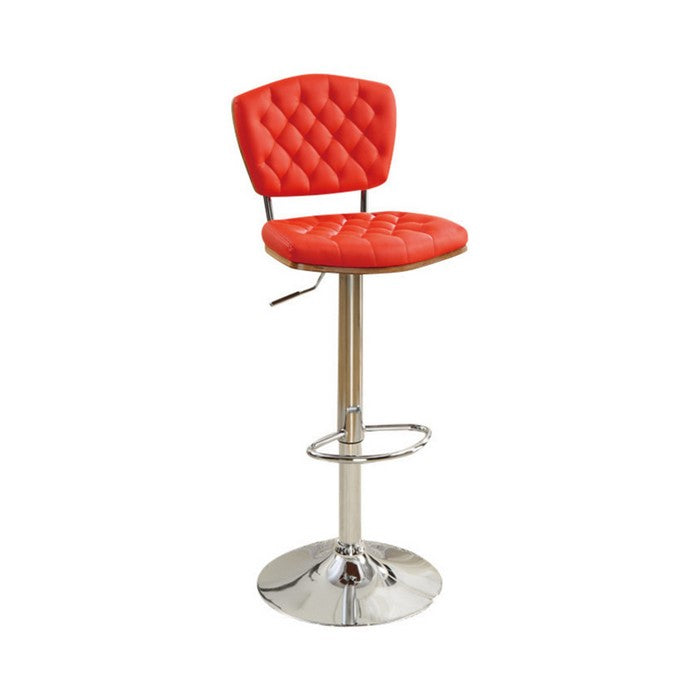 Barstool With Tufted Seat And Back Red Set of 2