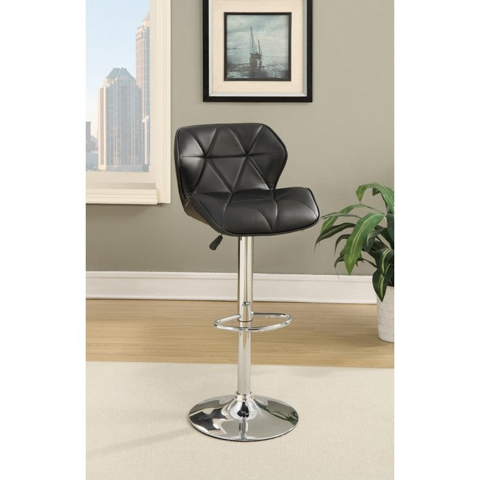 Barstool with Gaslight In Tufted Leather Black Set of 2