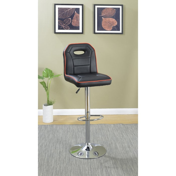 Polyurethane Swivel Barstool With Orange Trim Black Set of 2
