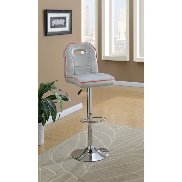 Polyurethane Swivel Barstool With Orange Trim Silver Set of 2