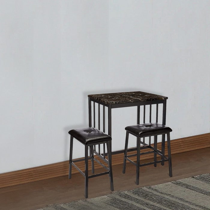 3 Piece Rubber Wood Counter Height Set Black