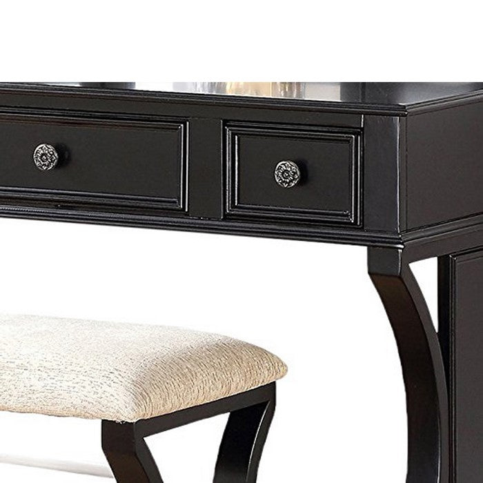 Modish Vanity Set Featuring Stool And Mirror Black