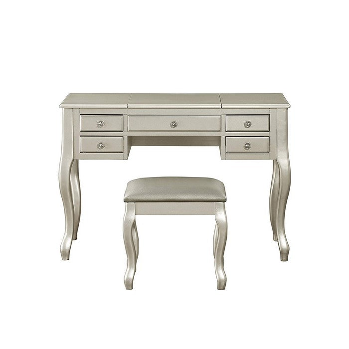 Cherub Vanity Set Featuring Stool And Mirror Silver
