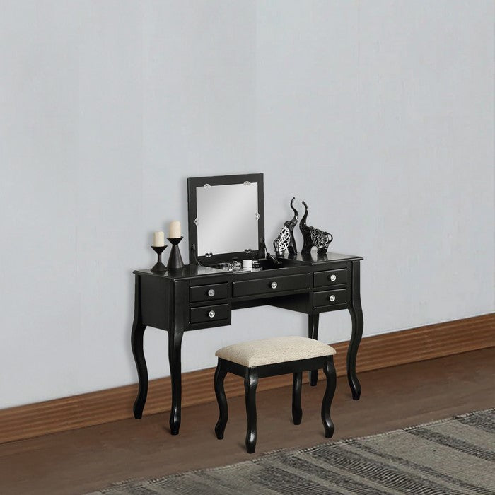 Cherub Vanity Set Featuring Stool And Mirror Black