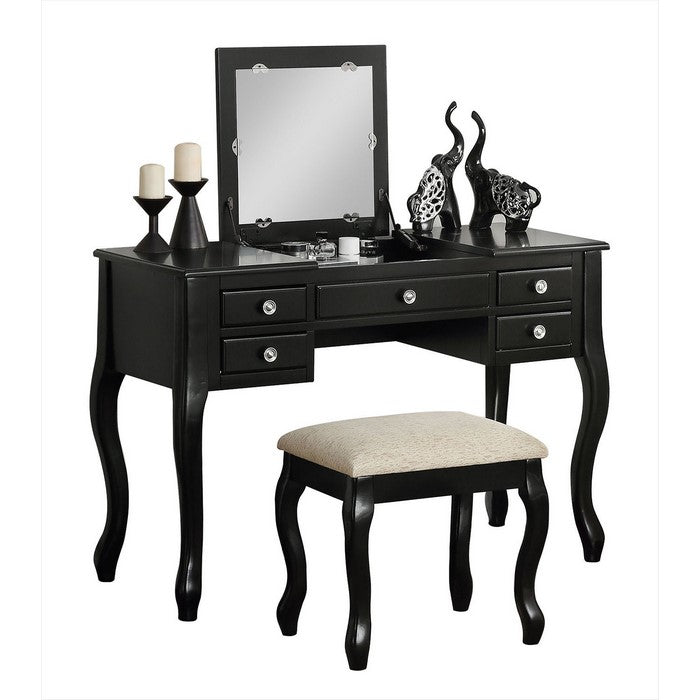 Cherub Vanity Set Featuring Stool And Mirror Black