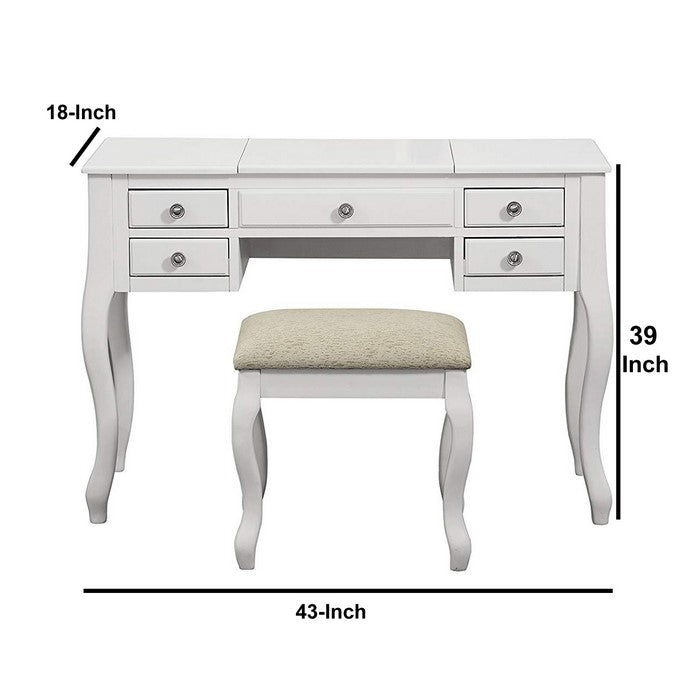 Cherub Vanity Set Featuring Stool And Mirror White