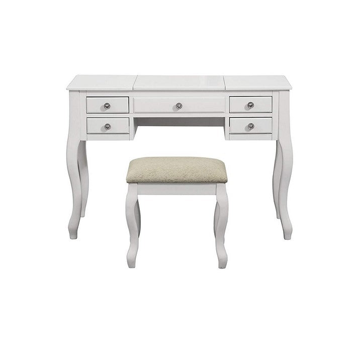 Cherub Vanity Set Featuring Stool And Mirror White