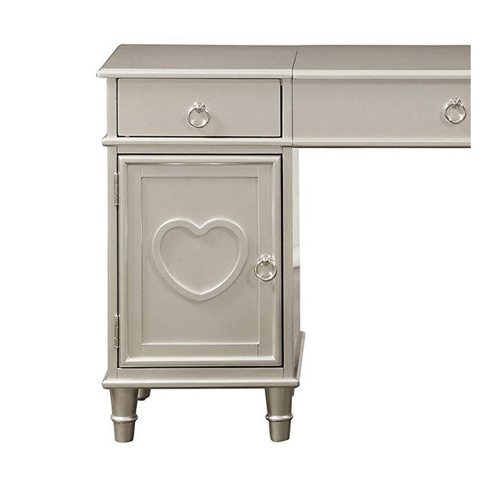 Seraph Vanity Set Featuring Stool And Mirror Silver