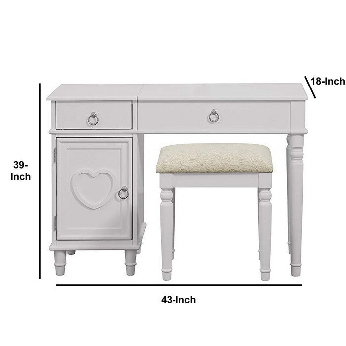 Seraph Vanity Set Featuring Stool And Mirror White