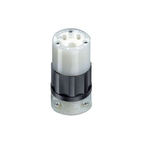 Leviton 5369-C 20 Amp, 125 Volt, Connector, Industrial Grade, Straight Blade, Grounding, Black-White