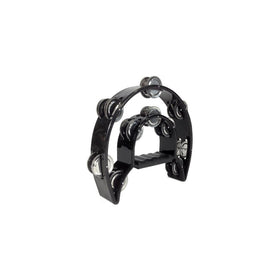 YMC TAM20-BLACK Double Row Tambourine - Metal Jingles Hand Held Percussion Ergonomic Handle