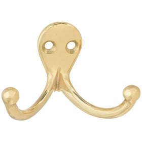 National Hardware N198-127 V1963 Double Clothes Hook in Solid Brass