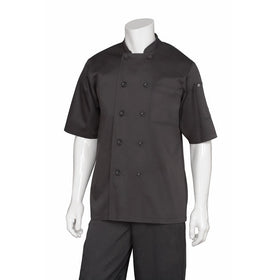 Chef Works Men's Chambery Chef Coat, Black, Medium