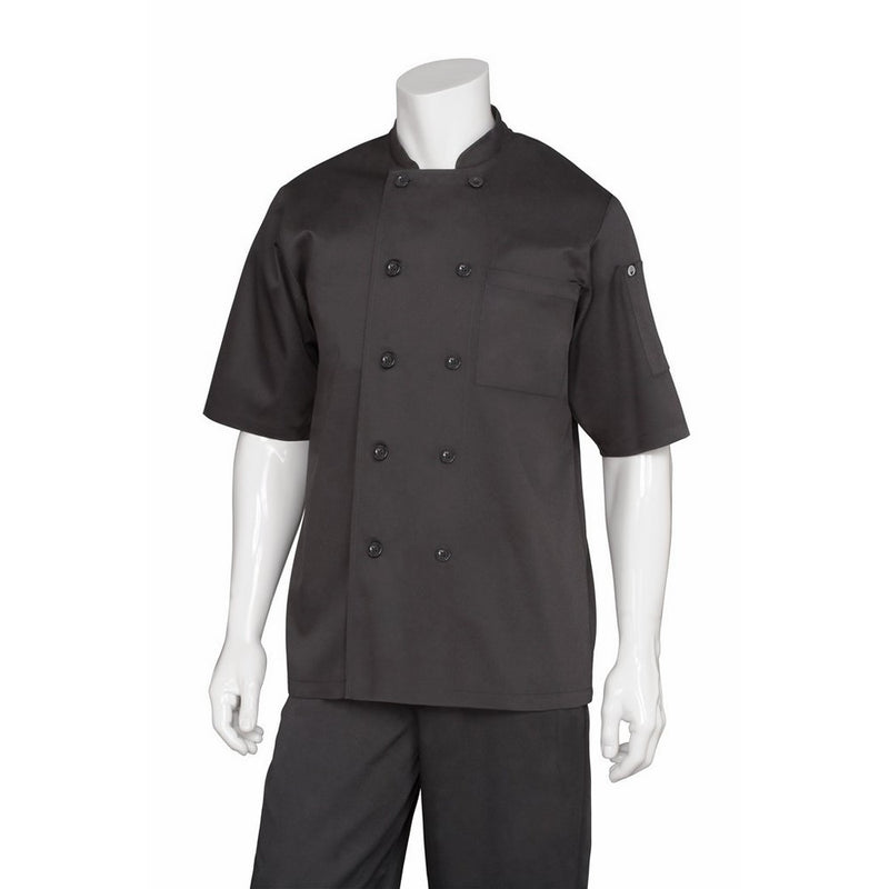 Chef Works Men's Chambery Chef Coat, Black, Medium