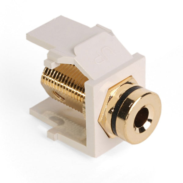 Leviton 40837-BTE QuickPort Banana Jack Adapter, Gold-Plated with Black Stripe, Light Almond