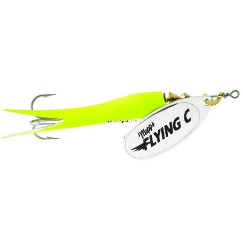 Mepp's Flying C Single Hook Fishing Lure, 7/8-Ounce, Hot Chartreuse Sleeve/Silver Blade