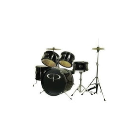 GP Percussion GP55BK 5-Piece Junior Drum Set with Cymbals and Throne in Metallic Black