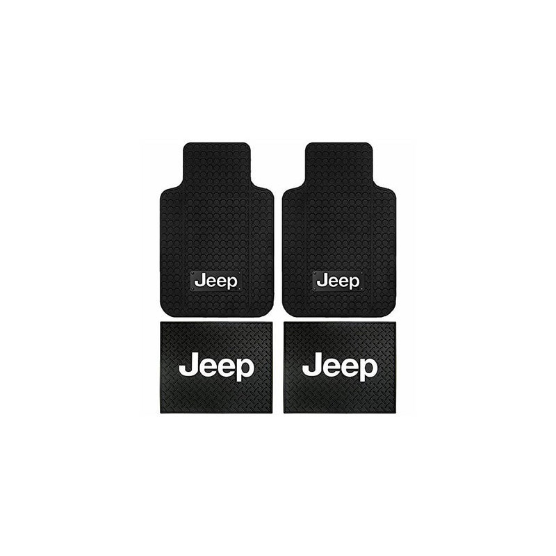 Jeep Logo Car Truck SUV Front & Rear Seat Rubber Floor Mats - 4PC