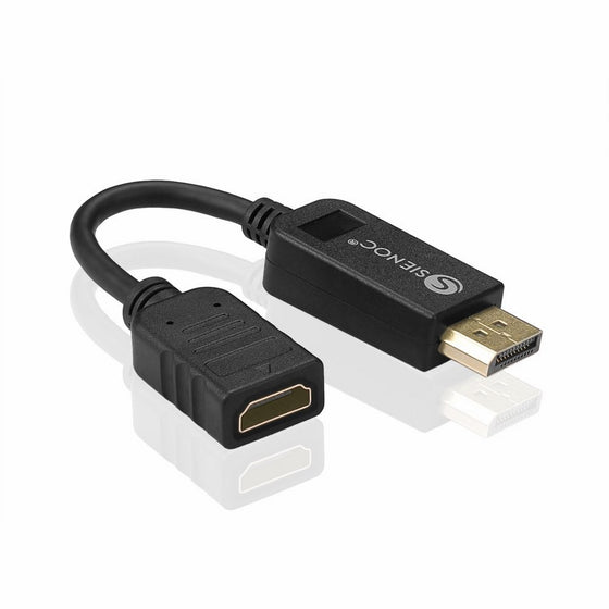 SIENOC Displayport DP Male to HDMI Female DP to HDMI Adapter Cable Video Audio Converter Color Black