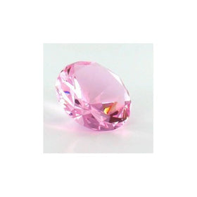 Crystal Clear Faceted Diamond Shaped Paperweight Top Maybe Engraved Apx. 3.5" Diameter (Pink)